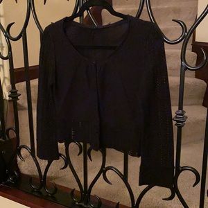 INC cropped black cardigan sweater